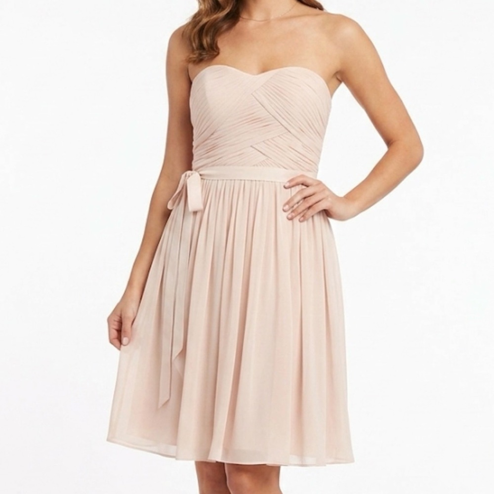 Hitherto Anthropologie Blush Pink‎ Strapless Mesh Tulle Cocktail Dress Size 14